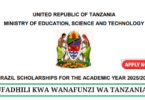 Brazil Scholarship for Tanzanian Students 2025-2026