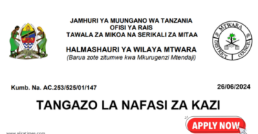 Mtwara District Council Vacancies Tanzania