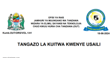 Open University of Tanzania (OUT) Call for Interview