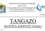 RUWASA Shortlisted Candidates Call for Interview Tanzania