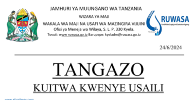 RUWASA Shortlisted Candidates Call for Interview Tanzania