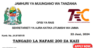 Tanzania Railway Corporation (TRC) Vacancies