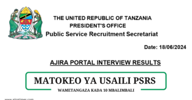 Utumishi interview results Tanzania
