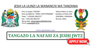 Tanzania People's Defence Force (TPDF) Recruitment Vacancies July 2024