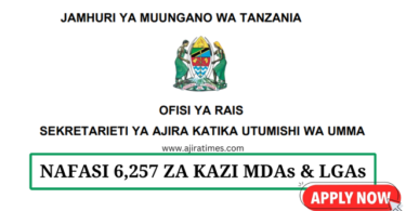 MDAs & LGAs 6257 PSRS (Utumishi) Vacancies August 2024