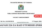 Utumishi (PSRS) 224 Vacancies August 2024