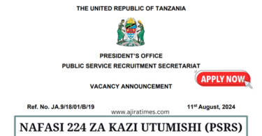 Utumishi (PSRS) 224 Vacancies August 2024