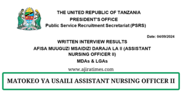 Assistant Nursing Officer II Interview Results September 2024