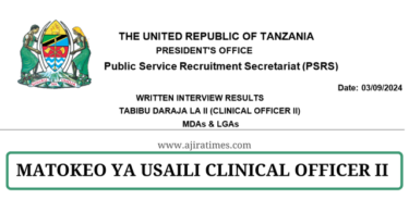 Written Clinical Officer II Interview Results September 2024